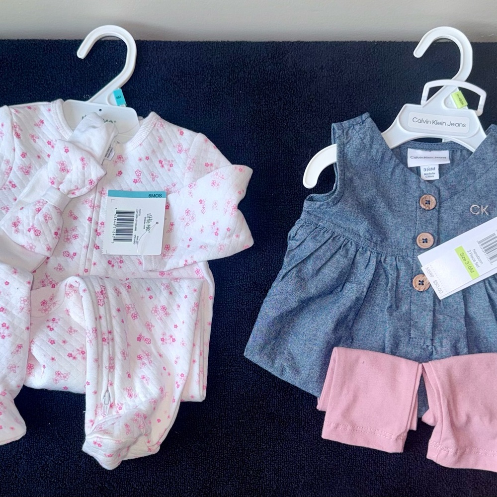 2 pcs girl bundle -Calvin Klein dress & legging & sleeper w/matching head band